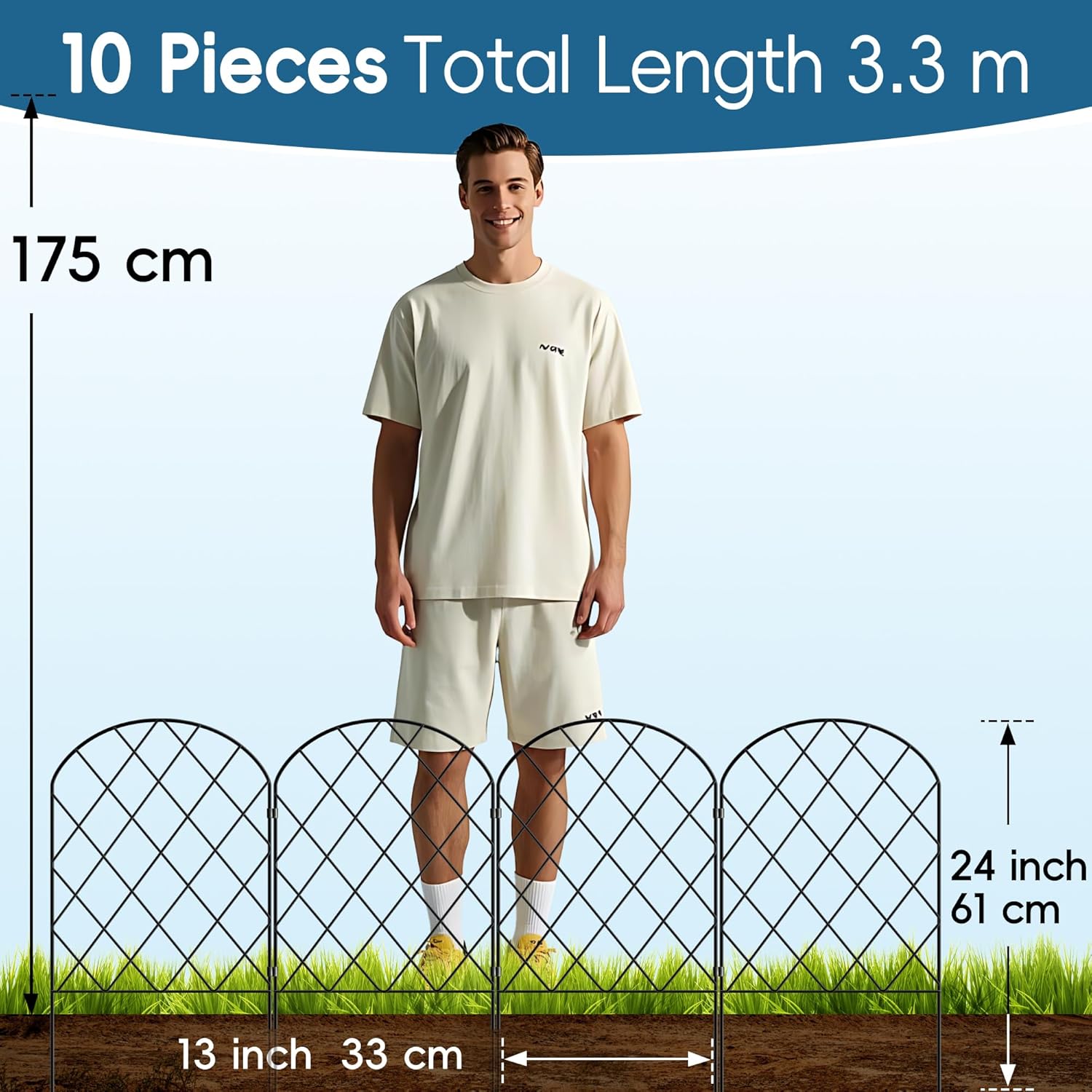 Decorative Garden Fence 61cm (H) x 33cm (W)