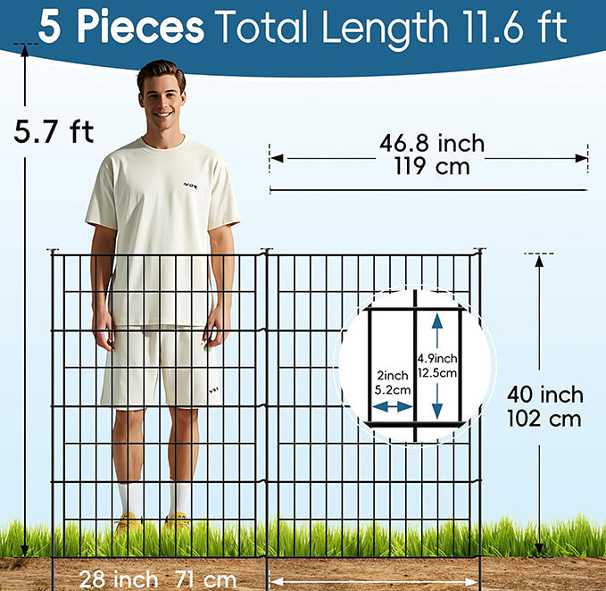 Metal Garden Fence 81cm (H) x 71cm (W)